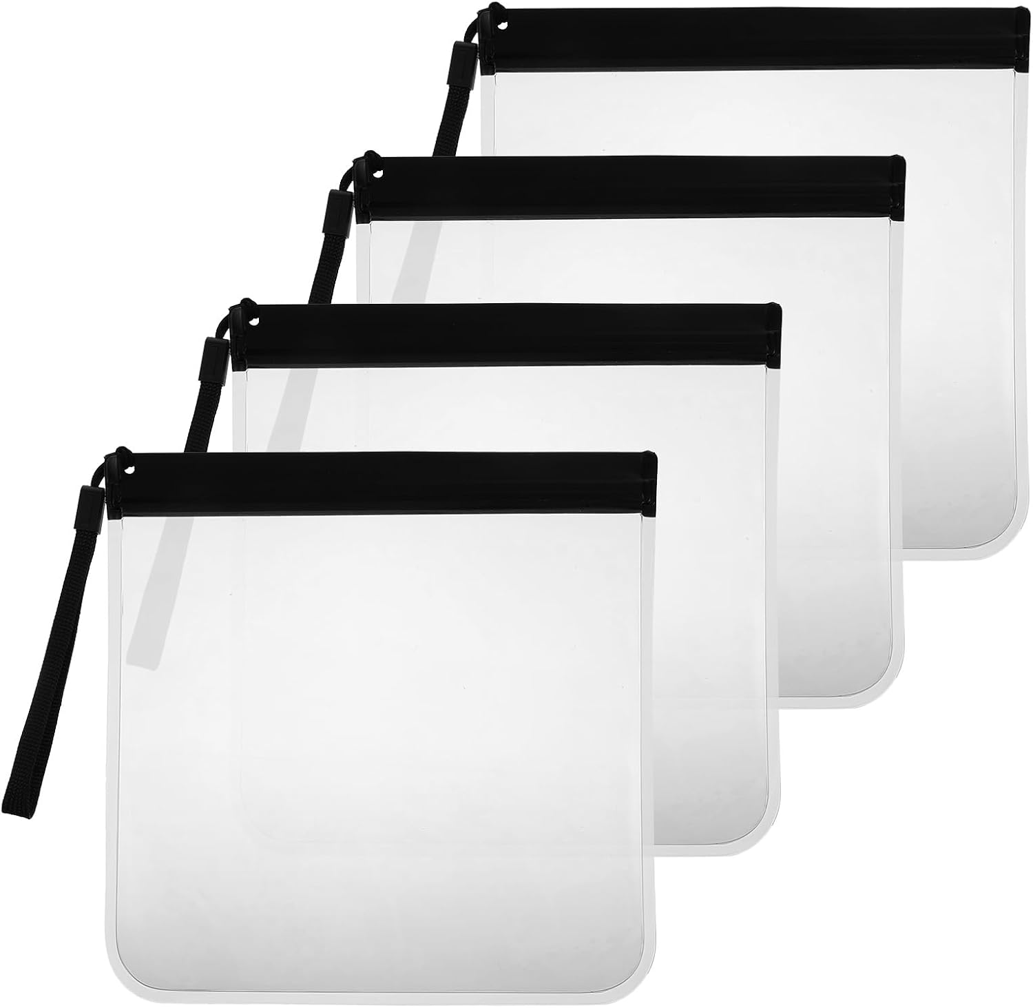 4 Pcs Clear Toiletry Bag Set with Sealing Strip Reusable Waterproof Leakproof Travel Zipper Bags for Liquids Toiletries Airplane Carry On Approved Vacation Business Trips Packing Storage Bags