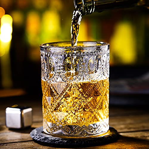 Yesland 6 Pack Vintage Drinking Glasses, 10 Oz Clear Hobnail Glasses Tumbler - Embossed Water Glassware Set For Juice, Beverages, Beer, Cocktail, Whisky, Dinner Parties, Bars, Restaurants #TOP6