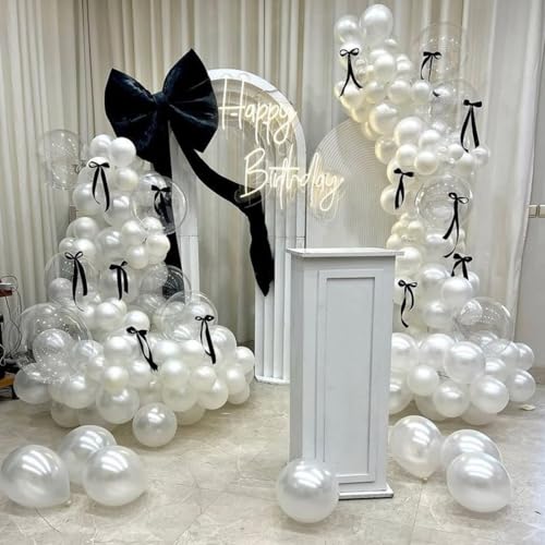 Pearl White Balloons,50PCS 12 Inch Pearl White Sand White and Clear Balloon with Ribbon,for Girl Wedding Bridal Shower Birthday Party Decoration by FEYG - Used condition - Image 6