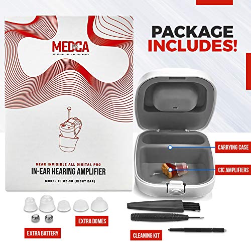Premium Digital Hearing Amplifier - Invisible In Canal (Cic) In-Ear Mini Sound Enhancer, Near-Invisible, Noise Cancelling, Personal Sound Hearing Amplifier - Right Ear, Red - Mz-38 #TOP6
