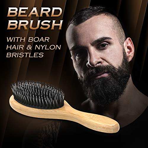 Bossman Boar And Nylon Bristle Hair And Beard Brush - Detangles & Straightens - Wooden Oval Wet Brush For Men #TOP1