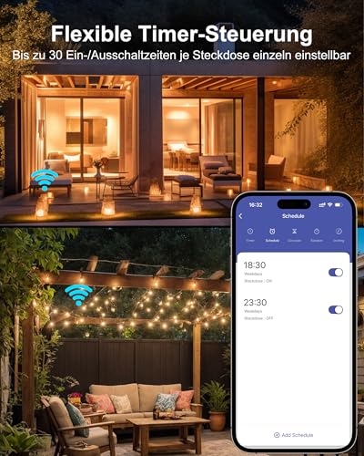 WLAN-Steckdose für den Außenbereich mit 2 Ausgängen und 16A