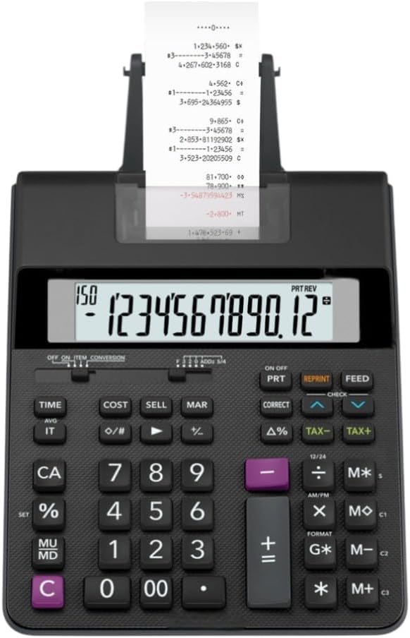 Power Tools For Casio HR200RC 2.4 Lines/Sec Printing Calculator - Black/Red Print Mod-C26PO-11283