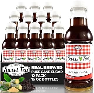Southern Sweet Tea Company Real Brewed Black Tea, Pure Cane Sugar, All Natural, 12-Pack 16 fl oz Bottles, Caffeinated, Gluten-Free, Plant-Based, Family Owned