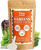 Heirloom Lettuce & Leafy Greens Seeds - Romaine, Kale, Spinach, Butterhead, Oak, Arugula, Collard Greens | 1200 Seeds | Non Gmo Seeds For Planting | Hydroponic Home Vegetable Garden | Microgreen Seeds