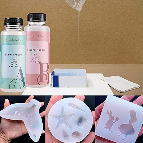 Miniatura 5 de Sanaaa Kit De Fabricación De Moldes De Silicona Caucho De Silicona Líquido Translúcido Para Moldes De Resina, Moldes De Silicona, Fabricación Manual 500g