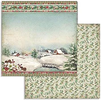 STAMPERIA INTL Stamperia-Classic Christmas-Mini Pad, red and Green, 8 x 8 inches