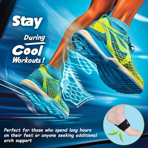 Arch Support Compression Sleeves, 3 Pairs, Cushioned Foot Relief for Plantar Fasciitis and Fallen Arches, Black/Green - Thumbnail 6
