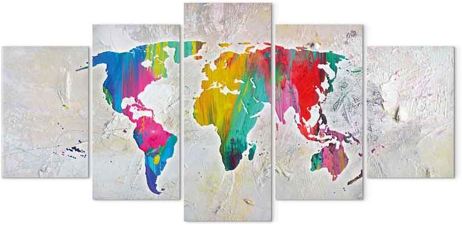 artgeist Acoustic Canvas Wall Art World Map 40x20 in - 5pcs Picture with Acoustic Foam Sound Print Artwork Room Acoustics Soundproofing k-A-0043-b-o