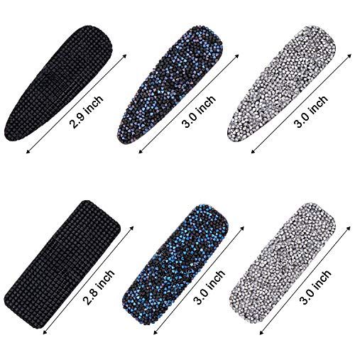 Rhinestone Hair Clips for Women and Ladies Shining Crystal Snap Clips Different Color Rhinestone Hair Pins Hair Barrettes for Party Wedding Daily Girls Hair Decorative (Black blue gray) - Image 3