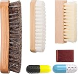 Shoe Brush Kit with 100% Horsehair Bristles Shoe Brush, Shoe Cleaning Brush, Crepe, Suede Nubuck Bru
