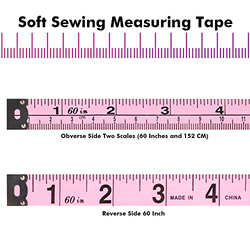 Edtape 2Pcs Measuring Tape For Body,Soft Tape Measure For Body Sewing Fabric Tailor Cloth Craft Measurement Tape，60 Inch/1.5M Pink Retractable Dual Sided Measure Tape Set #TOP4