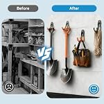 2 Pack Garage Storage Utility Hooks，Garage Garden Tool Organizer，Steel Wall Mount Hooks, Garden Small U Hooks (Black) - Image 4