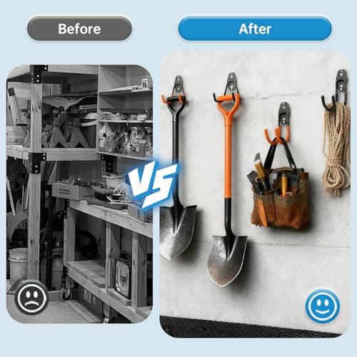 GeeWatom Garage Storage Utility Hooks，Garage Garden Tool Organizer，Steel Wall Mount Hooks, Garden Small U Hooks (6 Pack-Black) by GeeWatom - Image 4