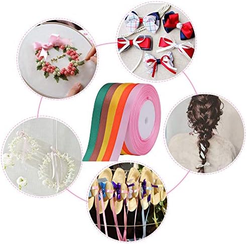 RMENOOR 20 Rolls Fabric Ribbon Silk Satin Rolls, 500 Yard Double Sided Fabric Ribbon 20 Colors Satin Ribbon Fabric Ribbon Satin Ribbon 6mm for Gift Wrapping, DIY, Party and Home Decorations