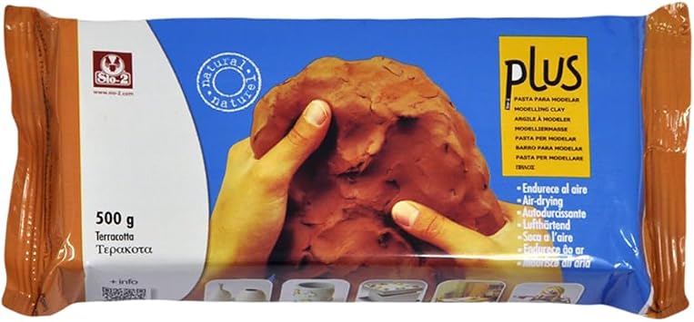 Activa Plus Clay, Terracotta, 1.1lb 500g - Natural Self Hardening Air-Dry Clay - Professional Quality Clay for Modeling, Arts & Crafts