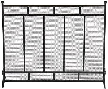 Fireplace Screens Decorative Vertical Grid Decorative Iron Black Mesh Fireplace Screen for Home Fireplace Screen Flat Fireplace Screens Decorative Feito na China