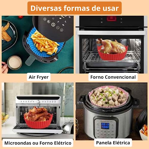 Kit 2 Formas Forros Assadeira Para Air Fryer De Silicone Reutilizável Antiaderente Resistente ao Cal