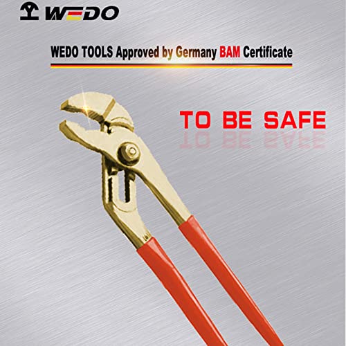 Wedo Groove Joint Pliers,Tongue-And-Groove Pliers,Non-Sparking Slip-Joint Pliers,Spark-Free Safety Slip Joint Pliers,Aluminum Bronze,6",150Mm,Max Jaw Opening 25Mm,Din Standard, Bam & Fm Certificate #TOP2