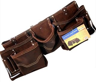 New 11 Pocket Double Oil Tanned Split Leather Tool Pouch Builders Bag Belt Storage | Tool Holder Work Organiser for Builders, Carpenters, Gardeners, Electricians