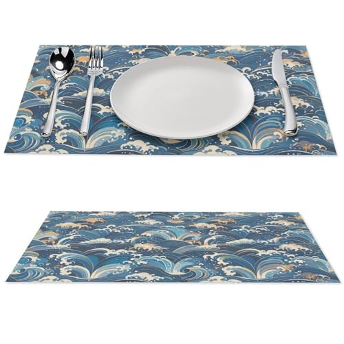 Set de table résistant à la chaleur lot de 4 en mousse ondulée lavable - 2