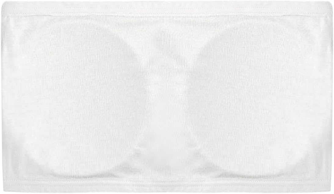 Freebily 2Packs Strapless Training Bra for Girls Teens Seamless Padded Tube Bra Sports Bralette Crop Top