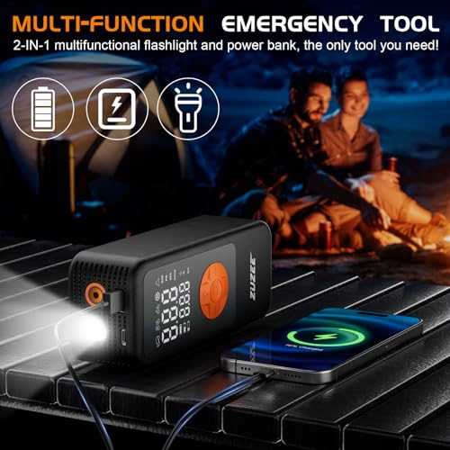 Tire Inflator Portable Air Compressor, 4X Faster & High-Capacity Battery, Portable Tire Inflator with Digital Pressure Gauge, LED Light, 150PSI Air Pump for Car Tires, SUV, Motorcycle, Bike, Ball, etc - Image 6