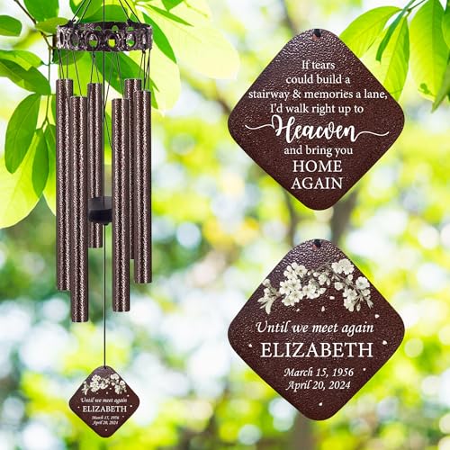 Image of ASTARIN Personalized Memorial Wind Chimes, Customized Wind Chime for Loss of Loved One /Mother /Father, Wind Chimes for Outside Garden Decoration, Sympathy Gifts for Women /Man