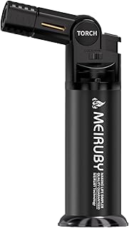 MEIRUBY Torch Lighter, Refillable Kitchen Tool with Safety Lock, Birthday Gift for Men Dad Him Who Want Nothing White