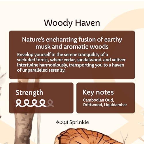 Image of KOOJI Sprinkle - Car & Home Perfumes - Woody Haven 30 ML | Premium Freshener - Earthy Musk & Aromatic Woods | Natural & Vegan Ingredients | Long-Lasting Aroma for Car, Home, Office - Up to 60 Days