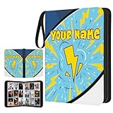 Personalized Trading Card Binder with Name, Card Holder Album, 3-Ring Zipper Design for Sports, Game and Collectible Trading Cards, Gift for Kids Boys Girls (#4)