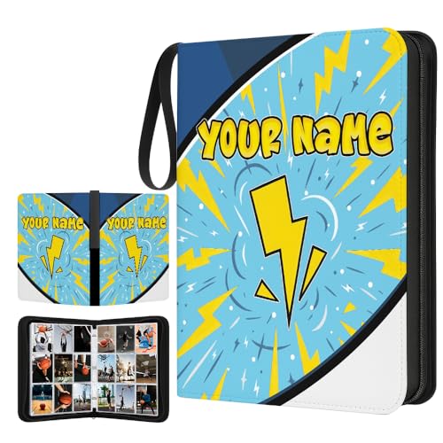 Personalized Trading Card Binder with Name, Card Holder Album, 3-Ring Zipper Design for Sports, Game and Collectible Trading Cards, Gift for Kids Boys Girls (#4)