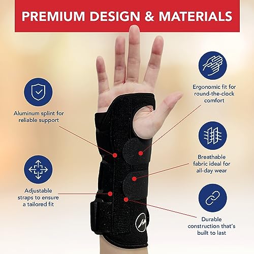 2 pack Doctor Developed Carpal Tunnel Wrist Braces – Adjustable Night Wrist Support with Metal Splints, Hand & Wrist Stabiliser for Men & Women, No Thumb Pressure (Black) - Image 3