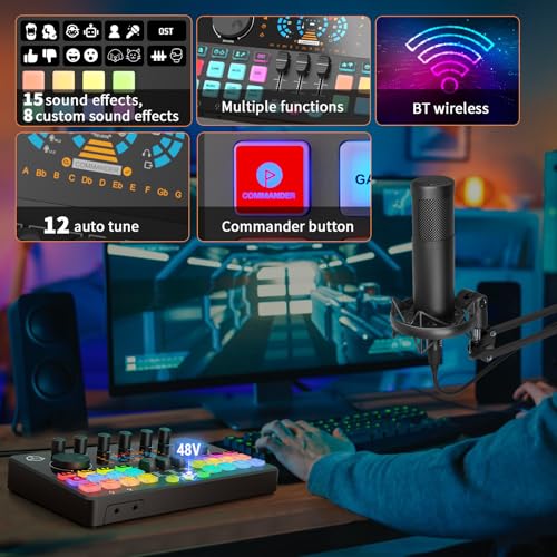 Image of M100 Podcast Equipment Bundle for 2,Audio Mixer with 3.5mm Condenser Mics