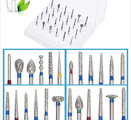 24pcs High Speed Diamond Bur Set - Stainless Steel Rotary Burs Kit for Teeth Polishing,Drilling Carving Engraving