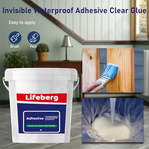Image of 5Kg /5L Transparent Waterproof Glue with Brush Transparent Resin Epoxy for Roof Leakage Crack Seal Agent Roof Water Leakage Solution Water Proof Glue for Waterproofing