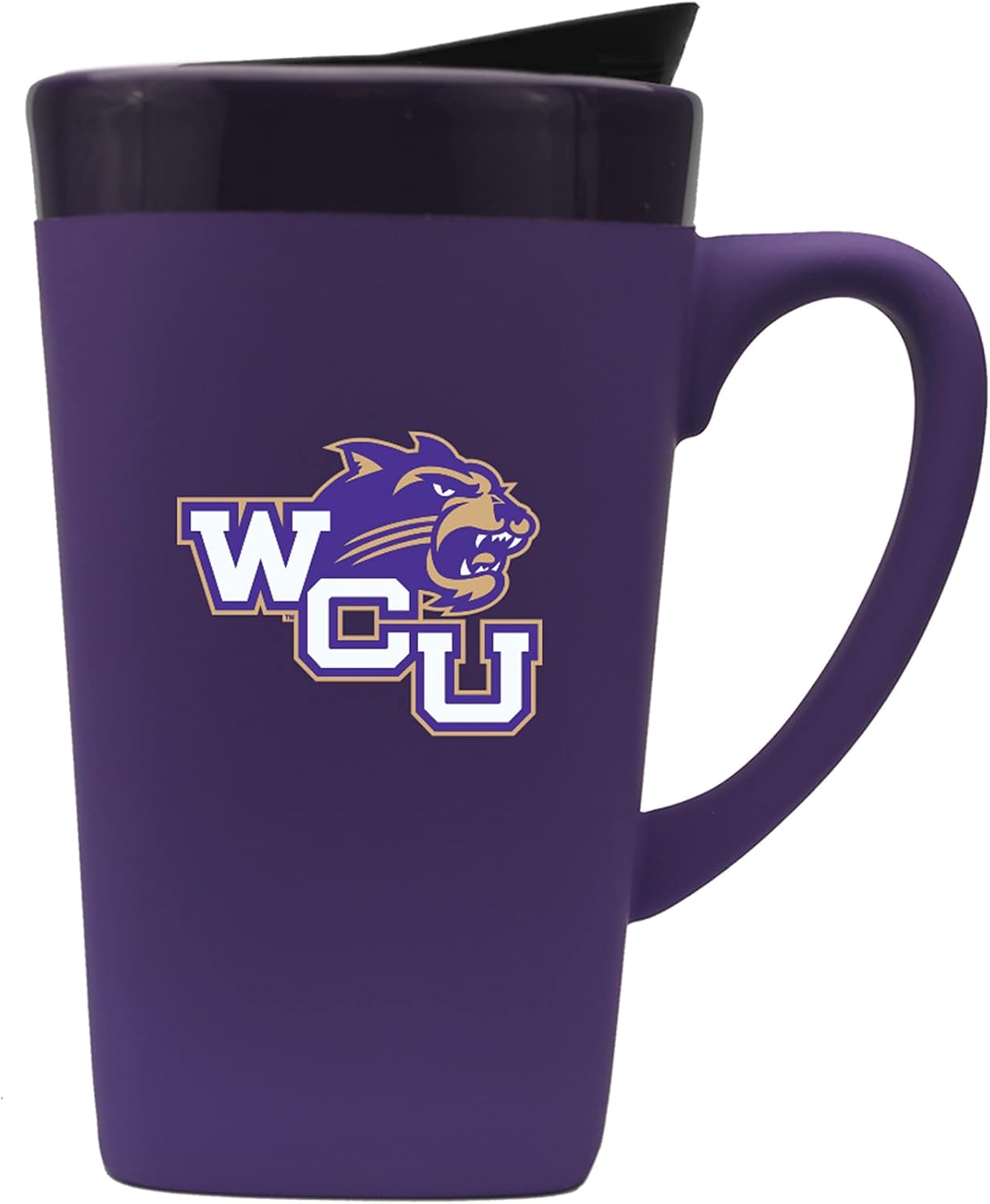 The Fanatic Group Western Carolina University Ceramic Mug with Swivel Lid, Design 1 - Purple