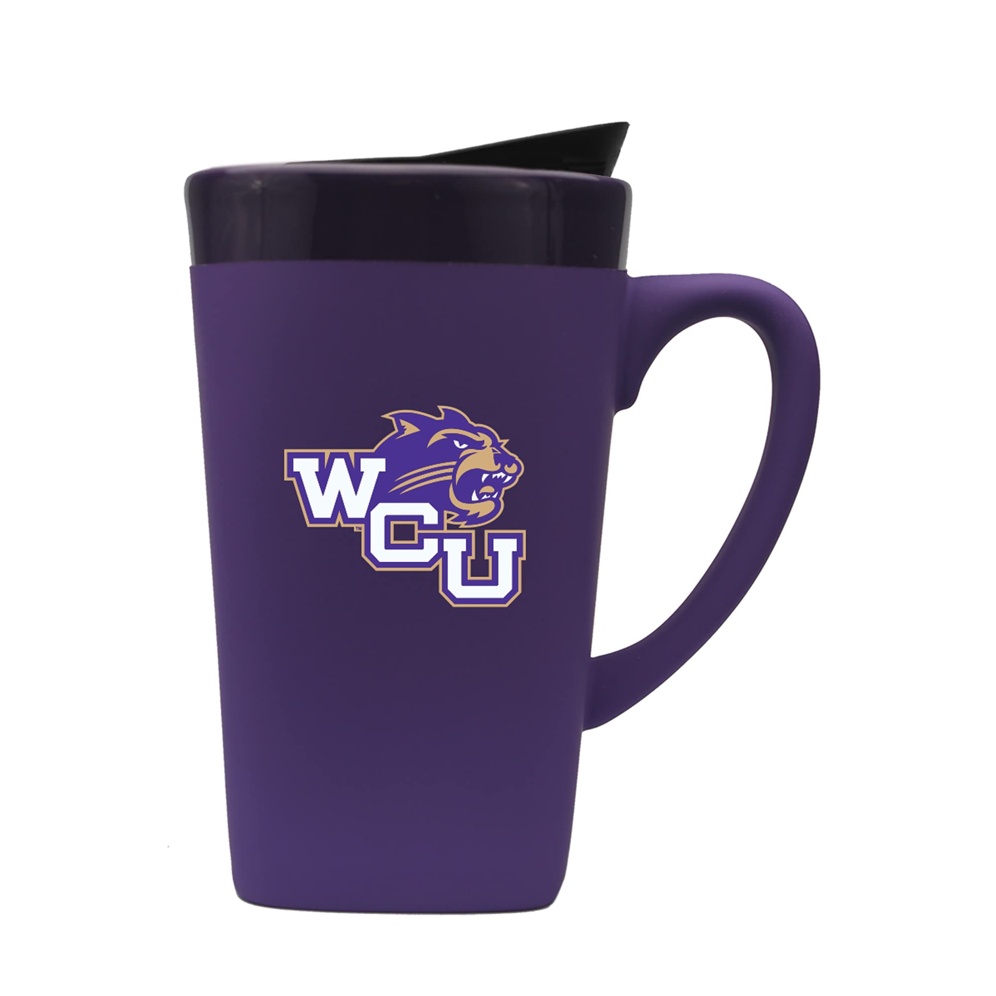 The Fanatic Group Western Carolina University Ceramic Mug with Swivel Lid, Design 1 - Purple