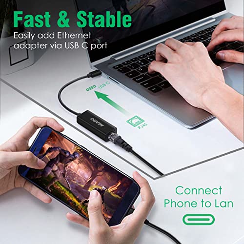Image of AGARO (USB C) Type C to Ethernet Adapter RJ45 to Thunderbolt 3 Type C Gigabit Network LAN 1000Mbps Converter Compatible with All Type C Devices