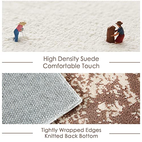 Finoren Modern Area Rug,Blue Curry Colour Block Soft Non-Slip Rug For Bedroom Living Room Hallway Dining Room Office Dormitory,Washable Low Pile Floor Covering,Child Pet Friendly,Beige-Coffee,5'X7' #TOP4