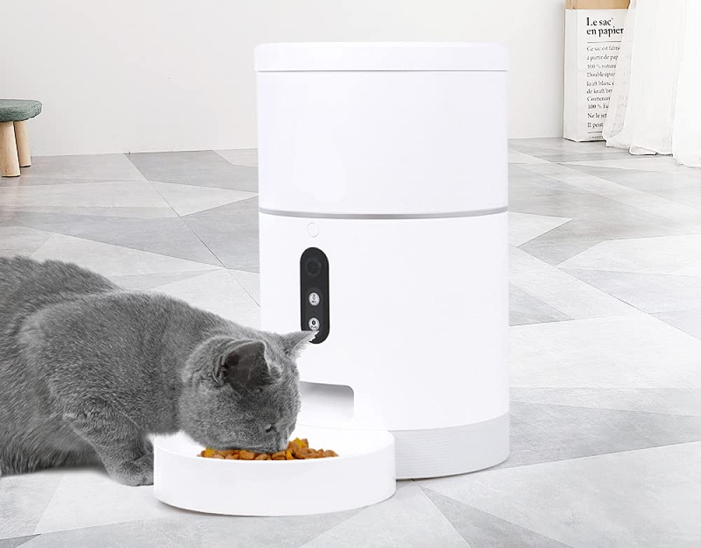 Siqi Mangiatoia automatica per cuccioli di gatto, controllo tramite app, 10 porzioni, 10 piani pasto al giorno, indicatore Wi-Fi intelligente Mangiatoia intelligente per animali domestici per piccoli