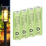 Soluminate AA Solar Light Batteries (400mAh) Size AA 1.2V Rechargeable NiMH for garden solar lights (4-Pack)