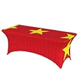Vietnamese Flag Fitable Tablecloths for Rectangle Tables,Reusable and Washable Table Clothes for 6 Ft Tables
