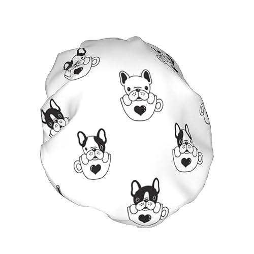 Miniatura 2 de Cute Dog Double Layer Waterproof Shower Cap Suitable For All Head Sizes
