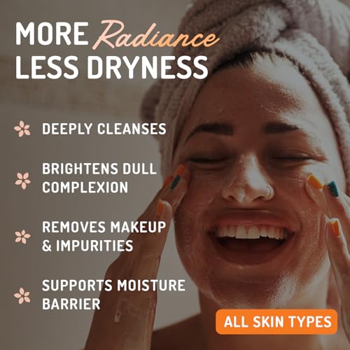 Vitamin C Cleanser Face Wash - HUGE 8 oz Gentle Facial Cleansing Gel for Uneven Skin Tone, Age Spots and Fine Lines - Natural Face Soap with Aloe Vera, Green Tea, Ginseng