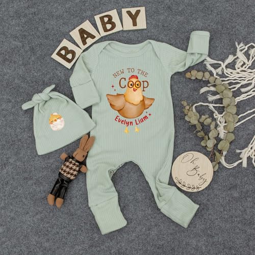 Custom Baby Boys Girls Newborn Going Home Outfit - New To The Coop Bodysuit Cute Chicken Rooster 0-3 Months Clothes4