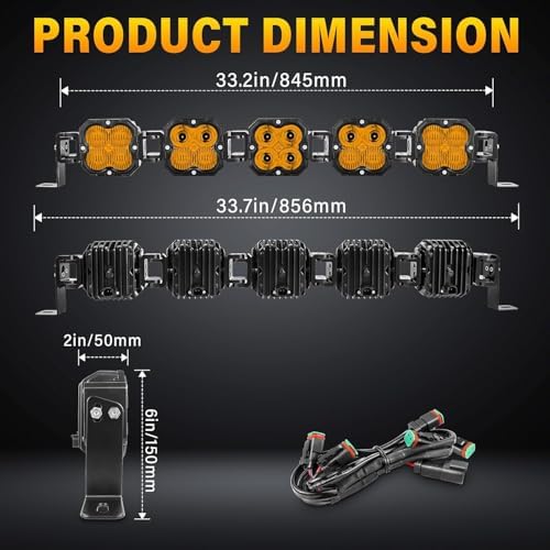 YOJZMA 33 in 150W Amber LED Off-Road Light Strip - 1
