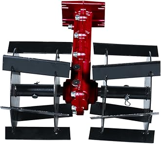 BALWAAN Krishi Tiller Attachment 28MM Cross Type (RED) for Side Pack Brush Cutters | 14-inch Working Width | Remove Unwanted Weeds and Weeds in Fruits and Vegetables