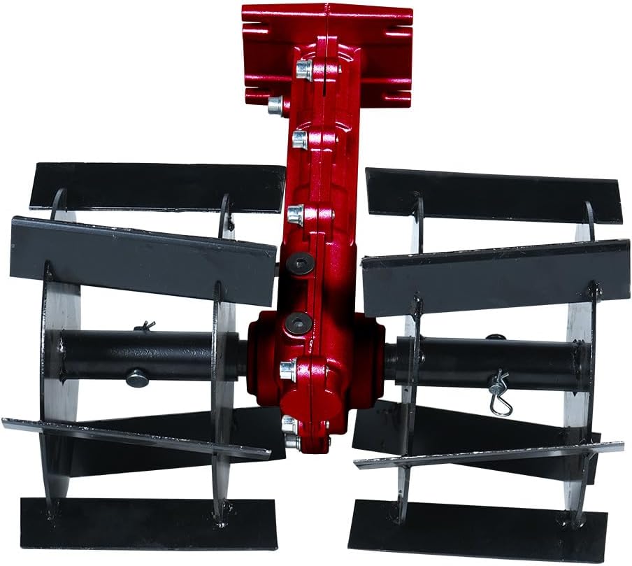 BALWAAN Krishi Tiller Attachment 28MM Cross Type (RED) for Side Pack Brush Cutters | 14-inch Working Width | Remove Unwanted Weeds and Weeds in Fruits and Vegetables|TA-28C