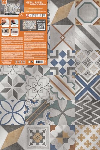 Miniatura 4 de Crearreda Panel Antisalpicaduras De Cocina De Aluminio Cement Tiles Florence 72 X 48 Cm Fácil De Aplicar Made In Italy Protección Para Cocinas Y Fregadero, Lavable Y Fácil De Montar
